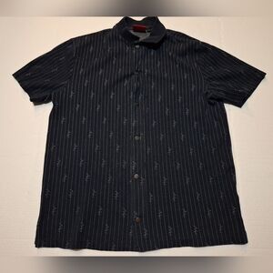 Hugo Boss Dunipero striped logo shirt Snap Button Size Medium